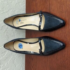 Anne Klein iFlex Black Dahlia Patent Leather and Suede Heels Size 7.5 M